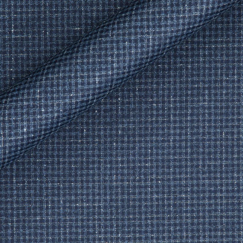 Microcheck in pure virgin wool 130'S - Blue Collection - C1107 - Carnet